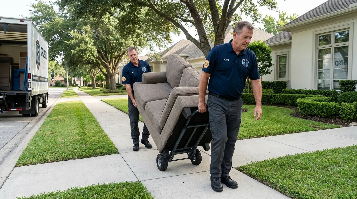 Local residential moving crew loading furniture in South Hutchinson, KS